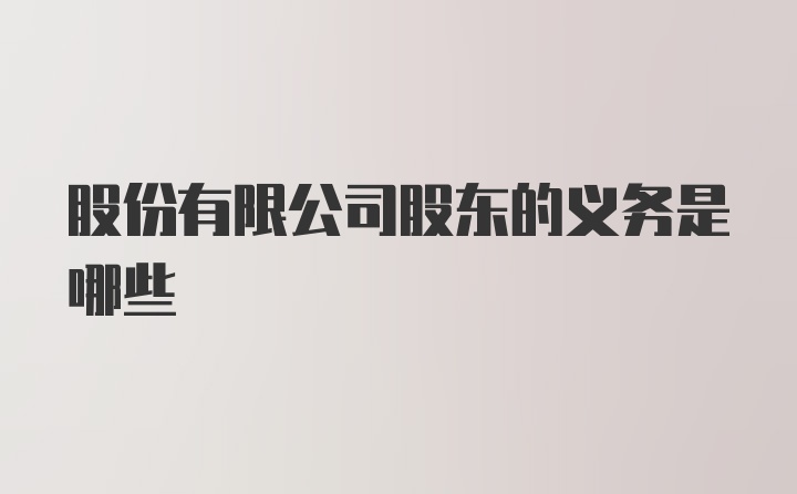 股份有限公司股东的义务是哪些