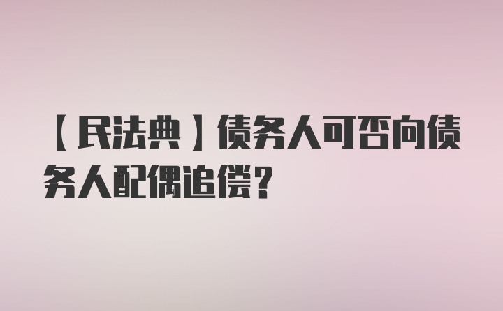 【民法典】债务人可否向债务人配偶追偿？