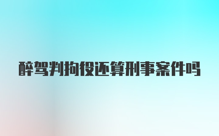 醉驾判拘役还算刑事案件吗