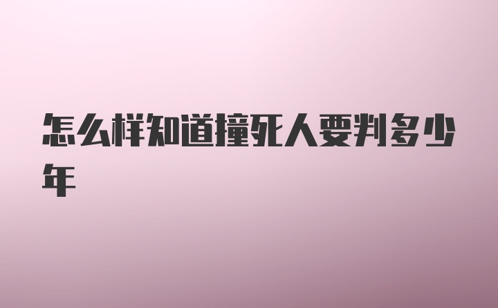 怎么样知道撞死人要判多少年