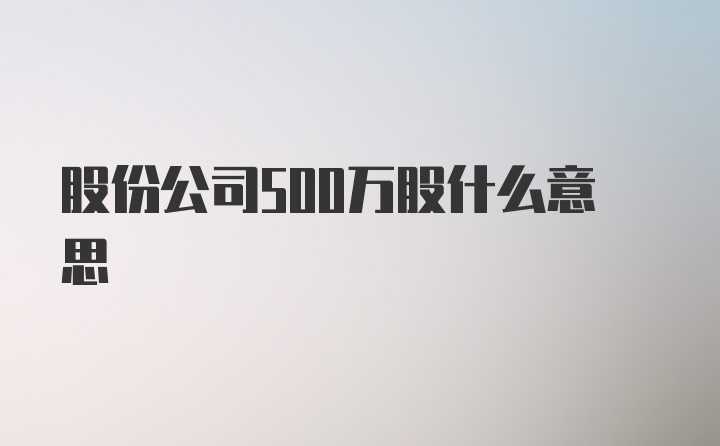 股份公司500万股什么意思