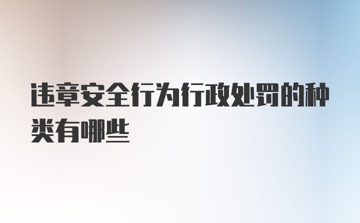 违章安全行为行政处罚的种类有哪些