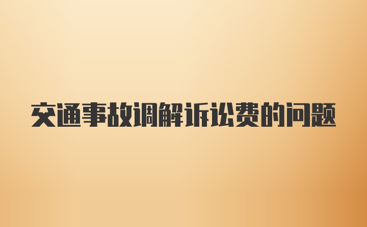 交通事故调解诉讼费的问题