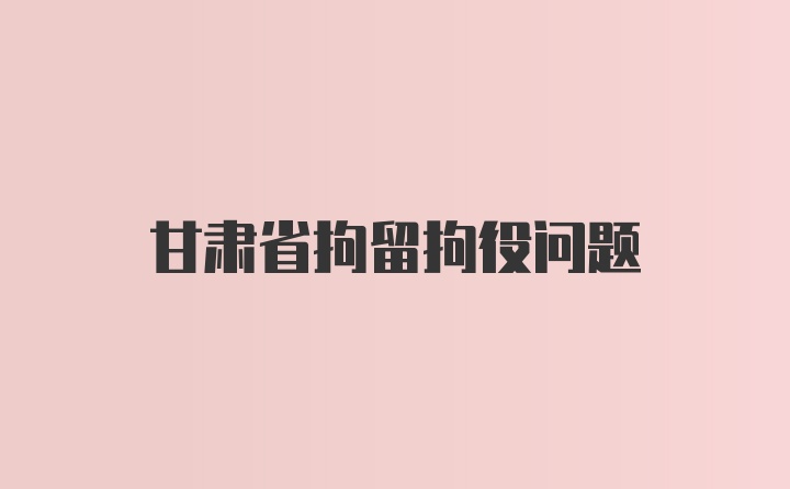 甘肃省拘留拘役问题