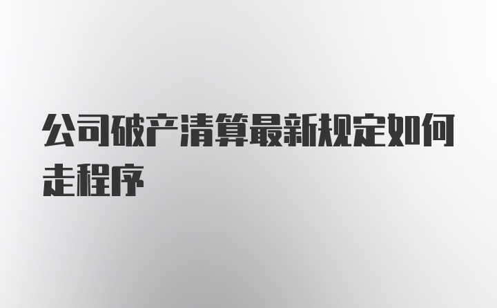 公司破产清算最新规定如何走程序