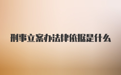 刑事立案办法律依据是什么