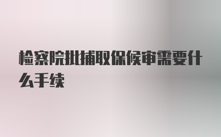 检察院批捕取保候审需要什么手续