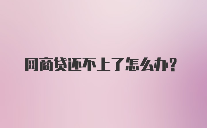 网商贷还不上了怎么办？