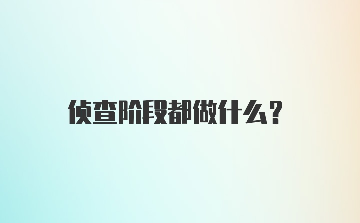 侦查阶段都做什么?