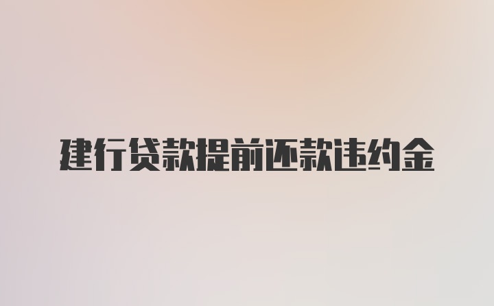 建行贷款提前还款违约金