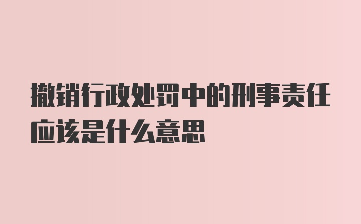 撤销行政处罚中的刑事责任应该是什么意思