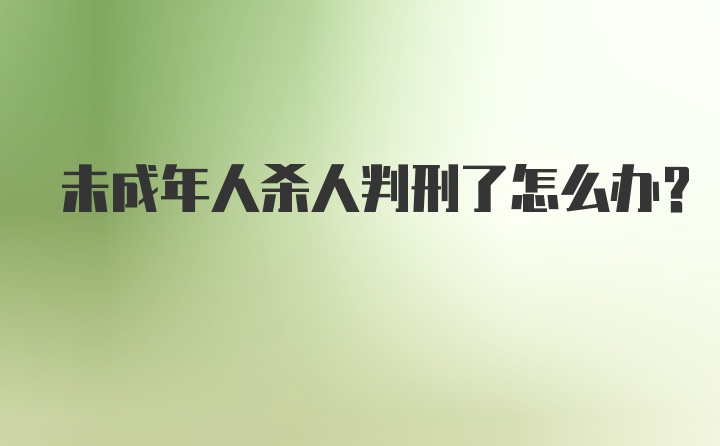 未成年人杀人判刑了怎么办?