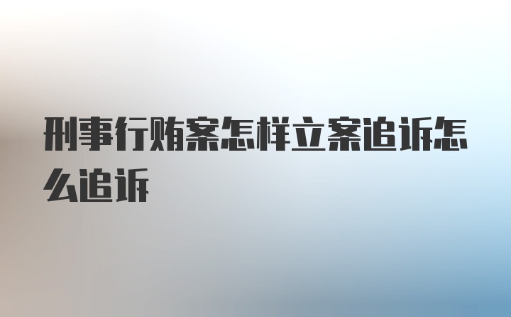 刑事行贿案怎样立案追诉怎么追诉