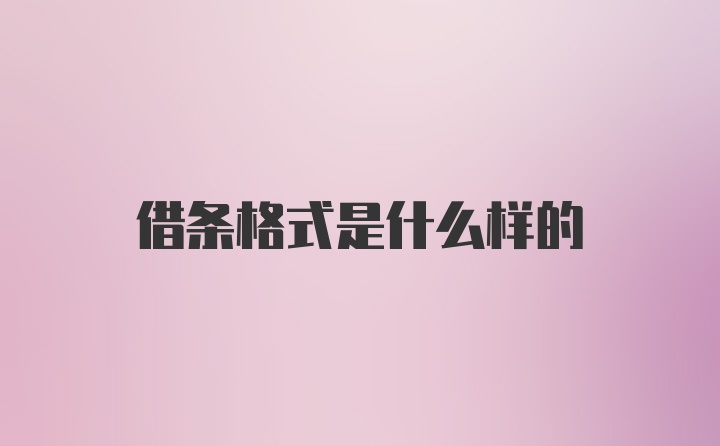 借条格式是什么样的