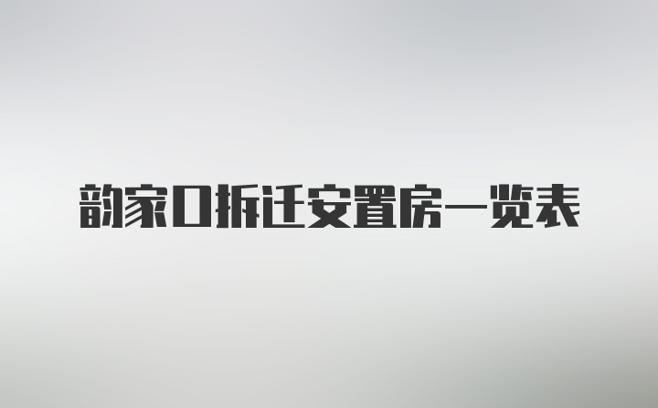 韵家口拆迁安置房一览表