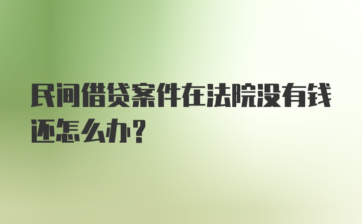 民间借贷案件在法院没有钱还怎么办？