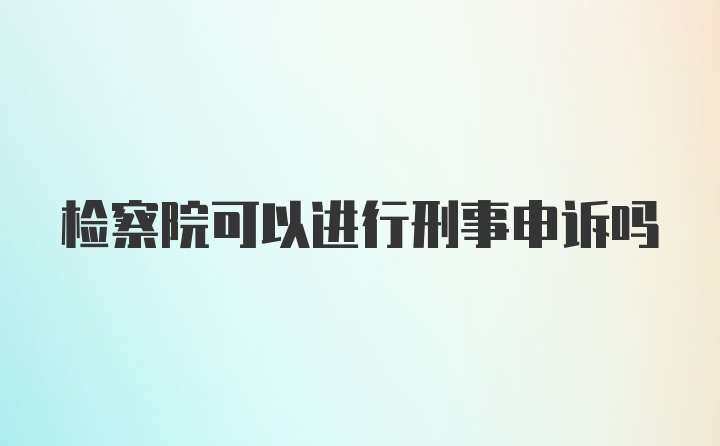 检察院可以进行刑事申诉吗