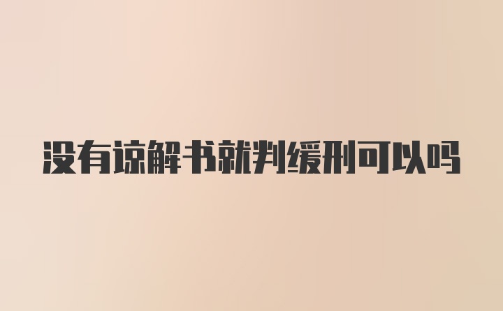 没有谅解书就判缓刑可以吗