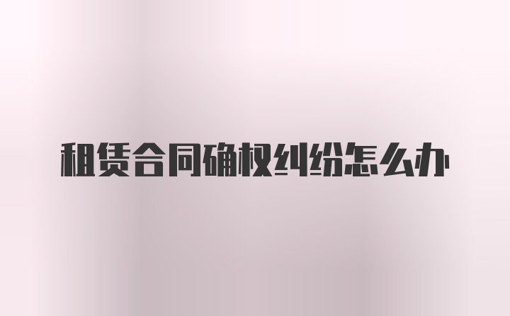 租赁合同确权纠纷怎么办