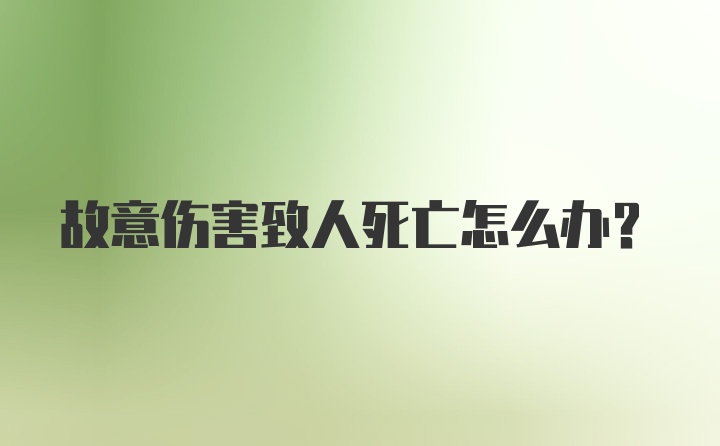 故意伤害致人死亡怎么办？