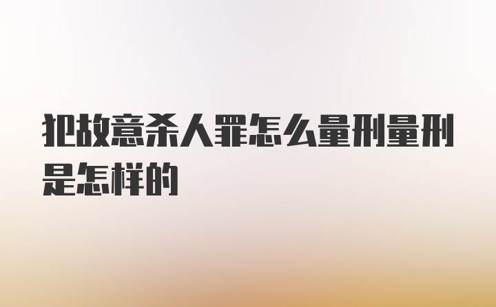 犯故意杀人罪怎么量刑量刑是怎样的