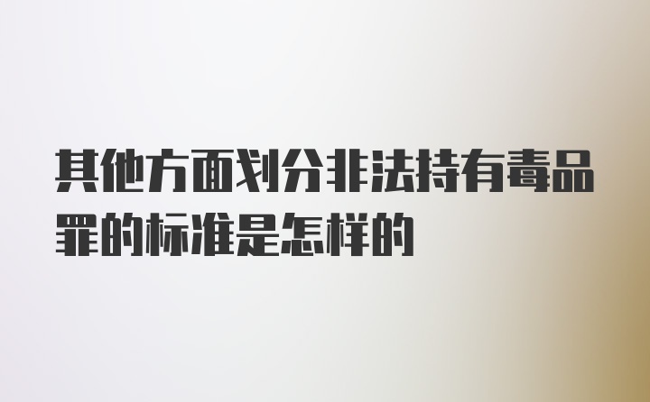 其他方面划分非法持有毒品罪的标准是怎样的