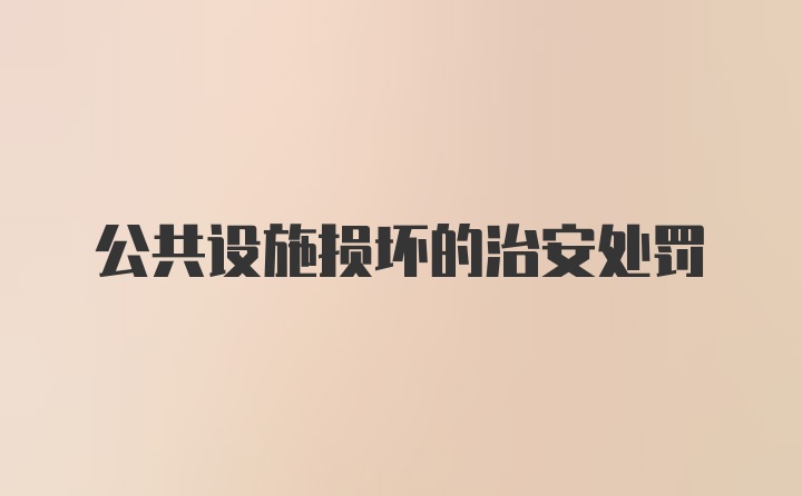 公共设施损坏的治安处罚