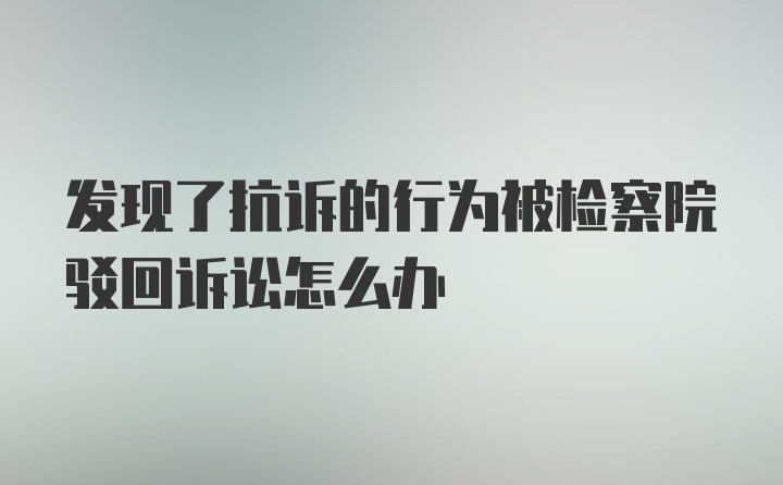 发现了抗诉的行为被检察院驳回诉讼怎么办