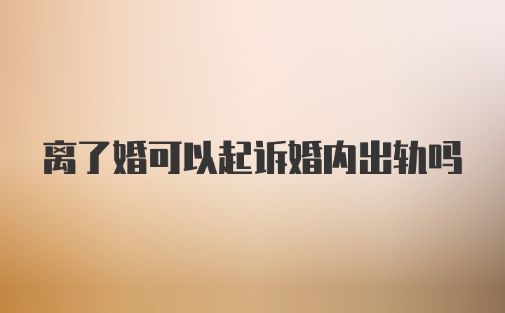 离了婚可以起诉婚内出轨吗