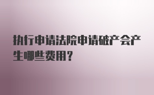 执行申请法院申请破产会产生哪些费用？