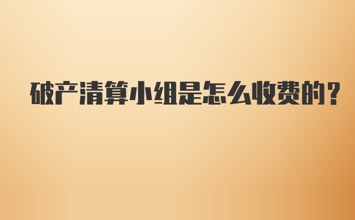 破产清算小组是怎么收费的？