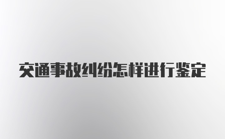 交通事故纠纷怎样进行鉴定