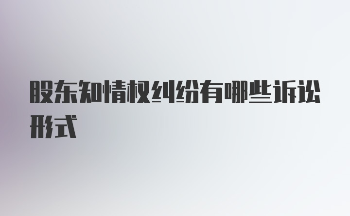 股东知情权纠纷有哪些诉讼形式