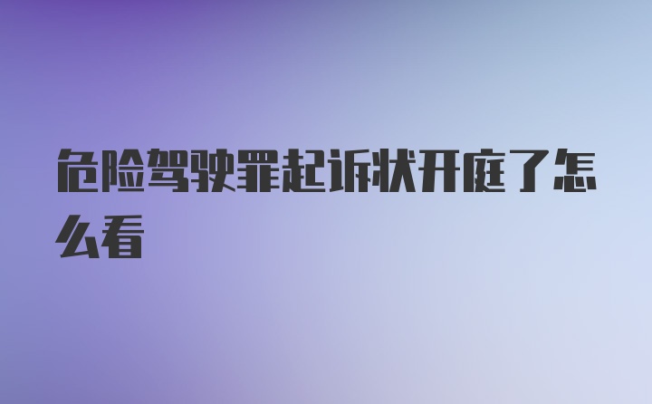 危险驾驶罪起诉状开庭了怎么看