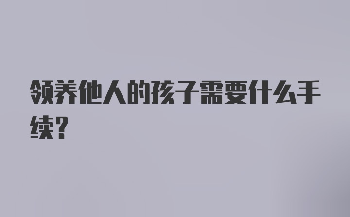 领养他人的孩子需要什么手续？