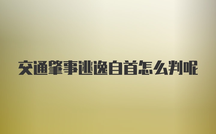 交通肇事逃逸自首怎么判呢