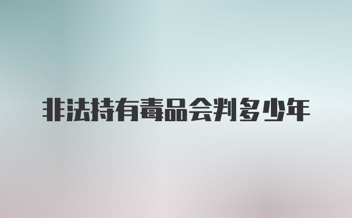 非法持有毒品会判多少年