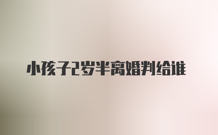 小孩子2岁半离婚判给谁