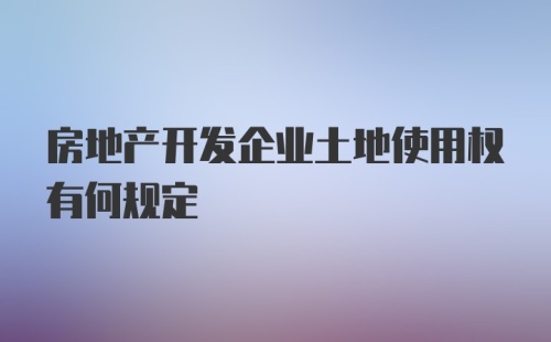 房地产开发企业土地使用权有何规定