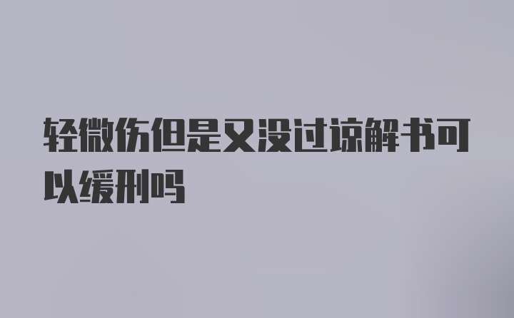 轻微伤但是又没过谅解书可以缓刑吗