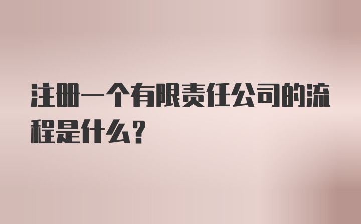 注册一个有限责任公司的流程是什么？