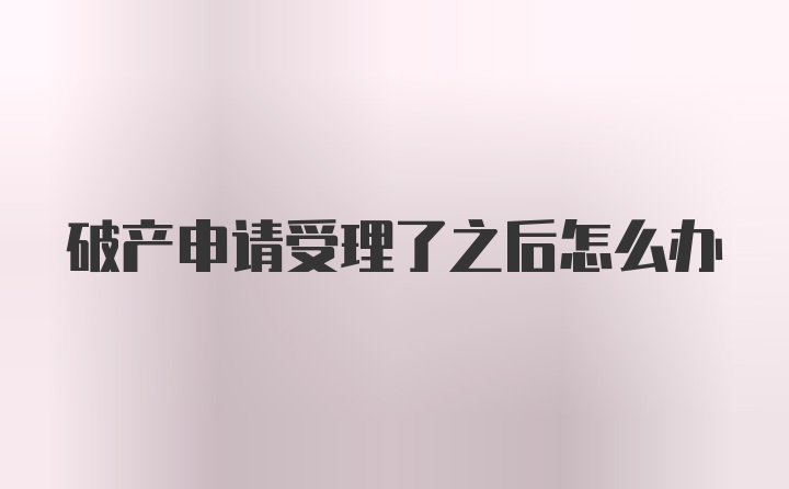 破产申请受理了之后怎么办