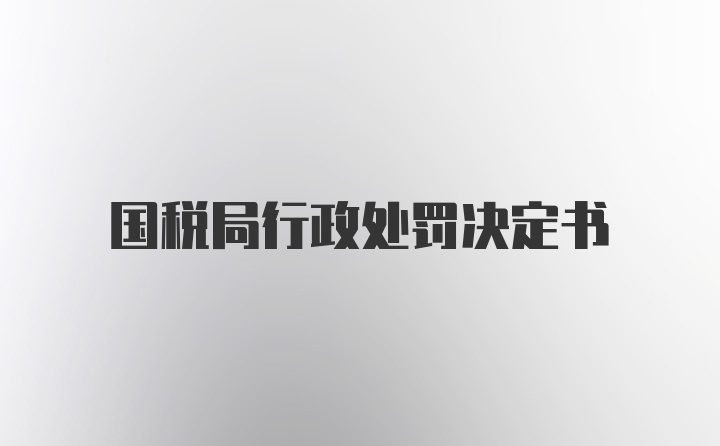 国税局行政处罚决定书