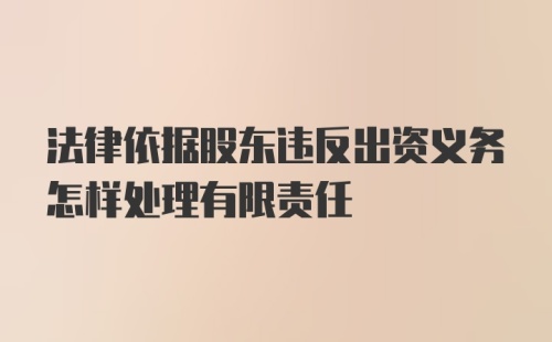 法律依据股东违反出资义务怎样处理有限责任