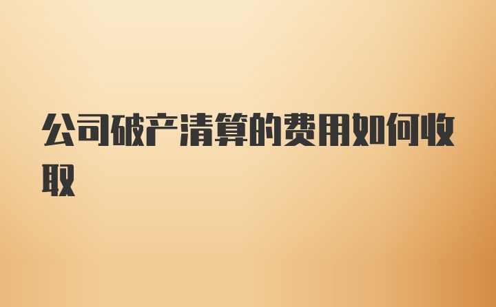 公司破产清算的费用如何收取