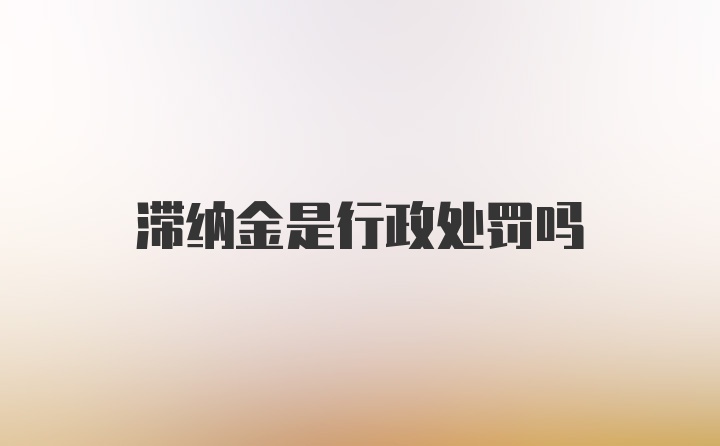 滞纳金是行政处罚吗