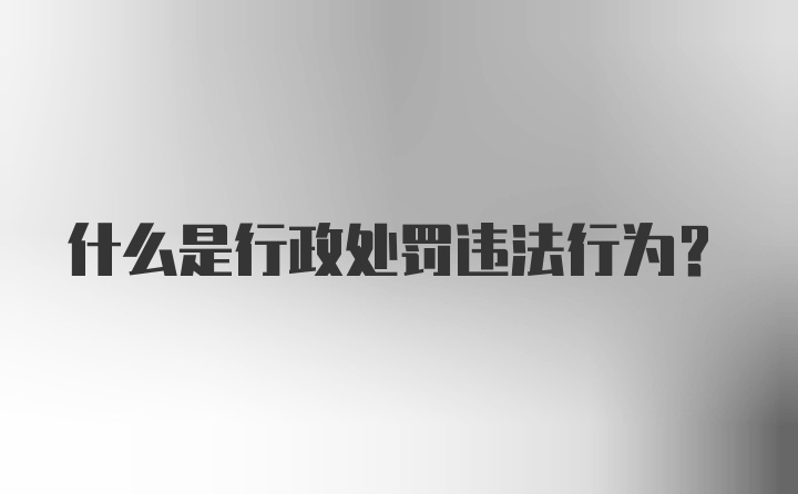 什么是行政处罚违法行为？