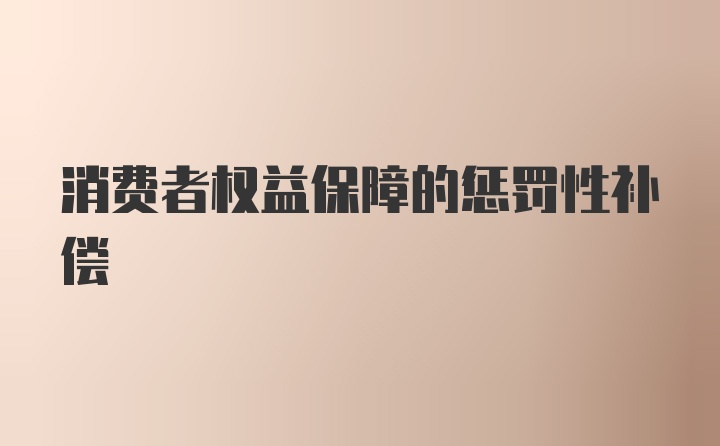 消费者权益保障的惩罚性补偿