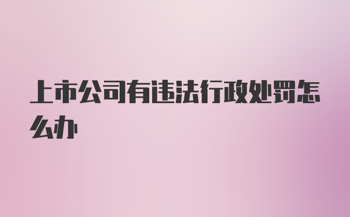 上市公司有违法行政处罚怎么办