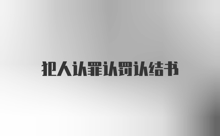 犯人认罪认罚认结书